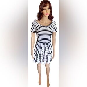 Black and White Fit and Flare Mini Dress